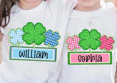 Kids Custom Shamrock Name TShirt